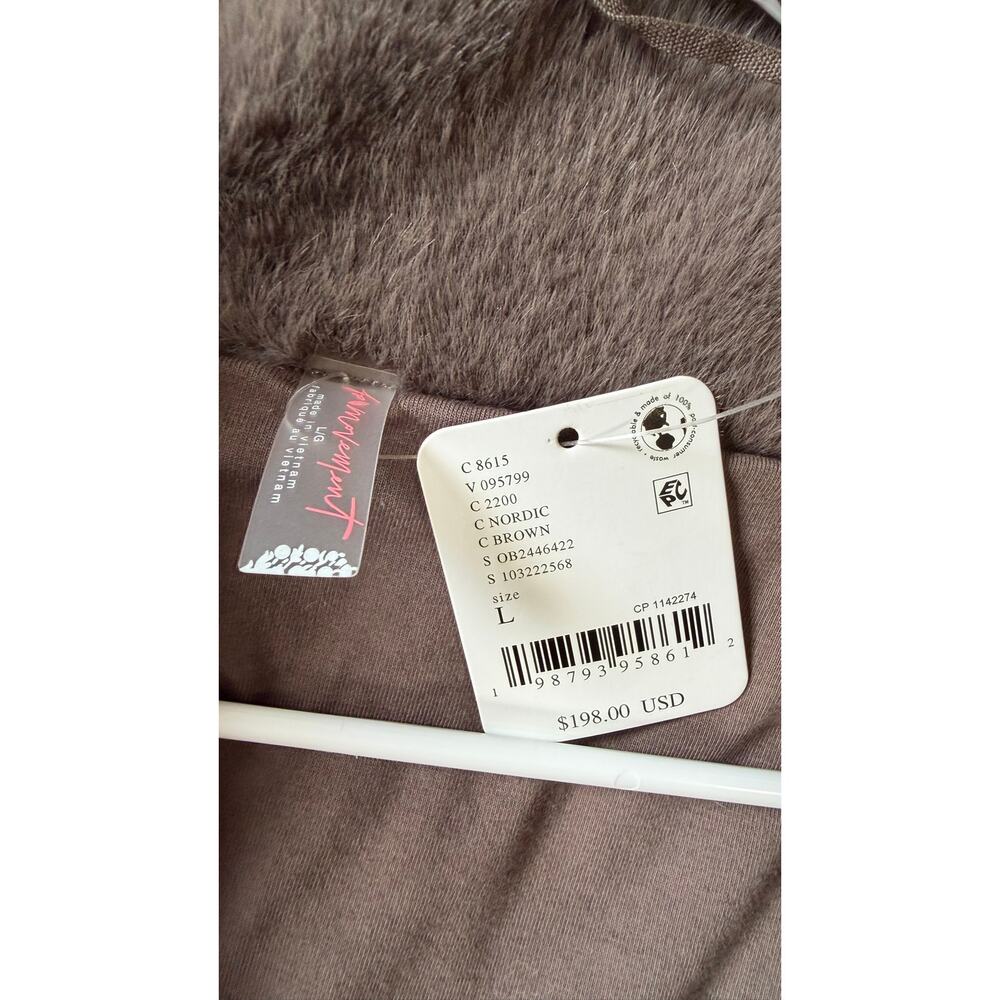 Free People Movement Alpine Faux Fur Half Zip Pullover Brown Size L NWT $198 - Picture 6 of 16